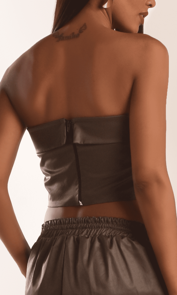 Cropped Leather Dull Marrom